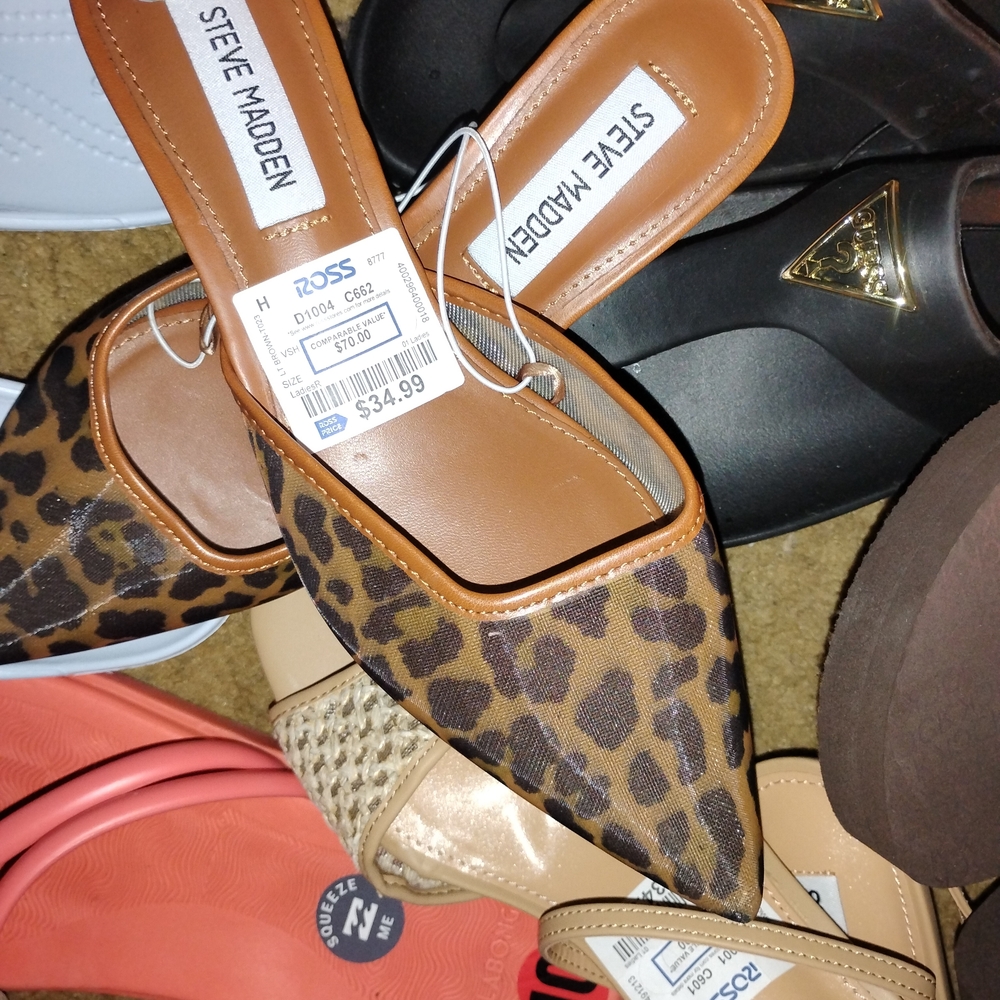 Steve Madden Brown Leopard Print Kitten Heel Mules / Slides